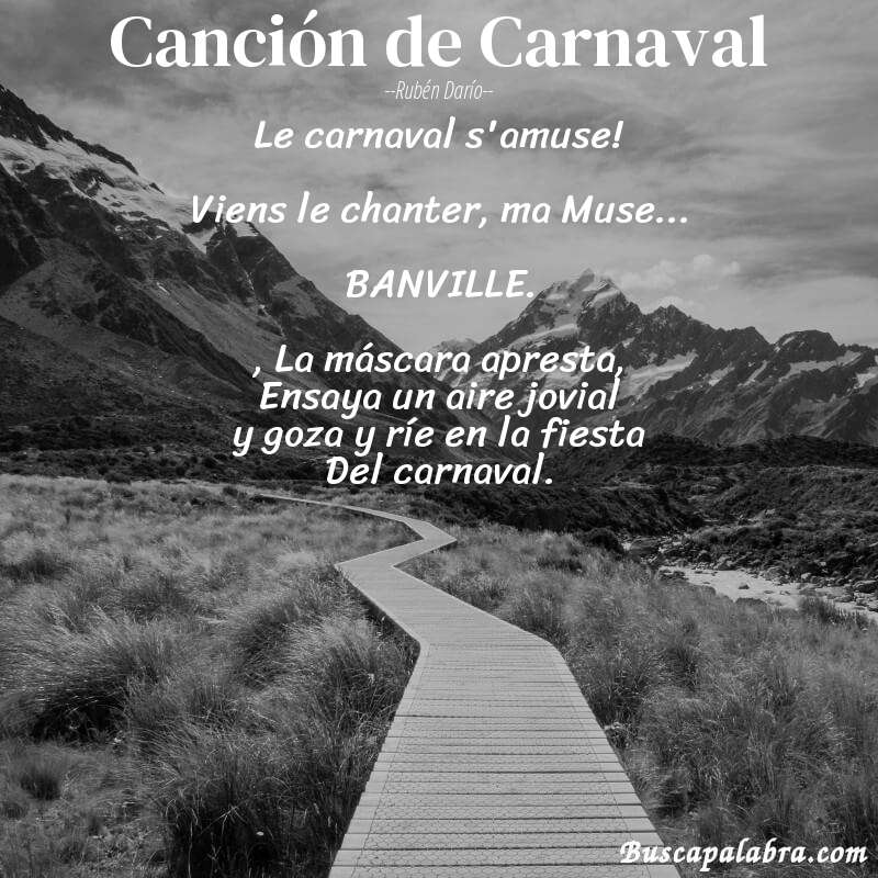 Poema Canción de Carnaval de Rubén Darío con fondo de paisaje
