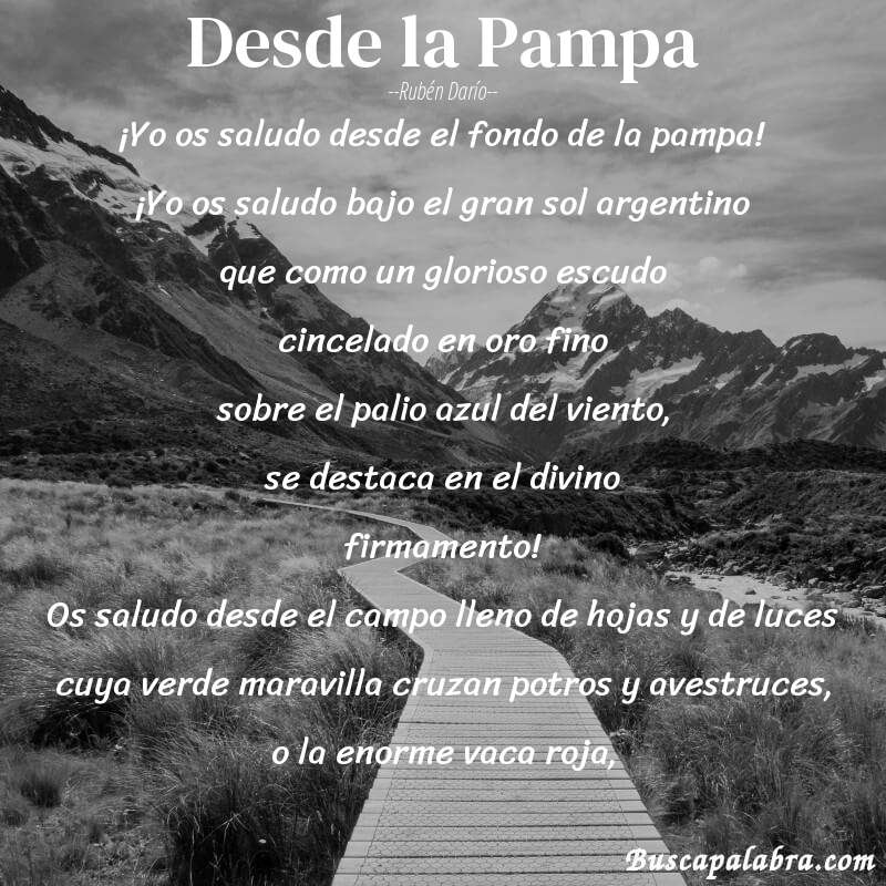 Poema Desde la Pampa de Rubén Darío con fondo de paisaje