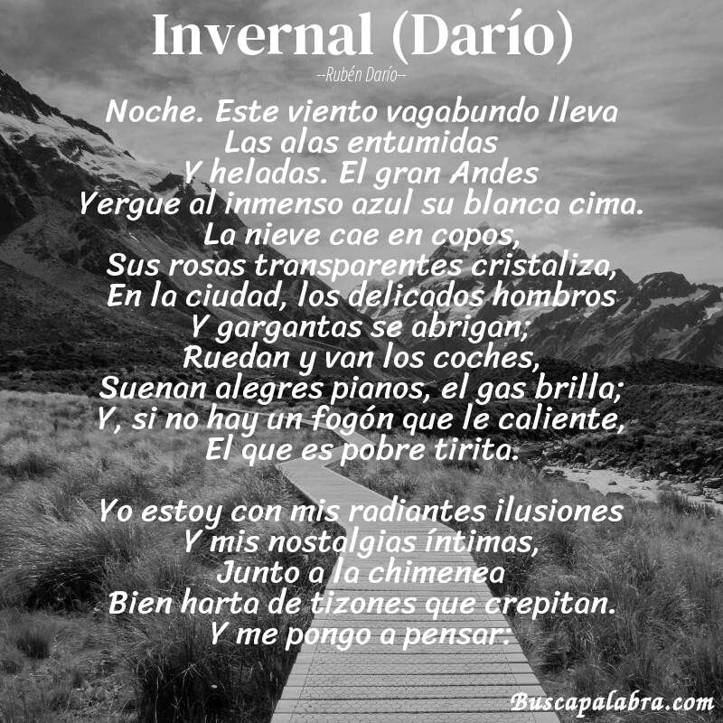 Poema Invernal (Darío) de Rubén Darío con fondo de paisaje