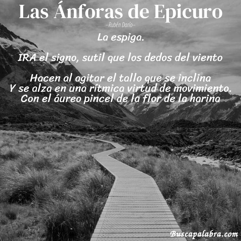 Poema Las Ánforas de Epicuro de Rubén Darío con fondo de paisaje