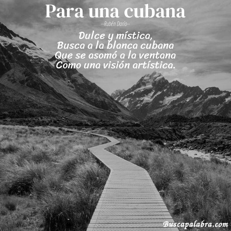 Poema Para una cubana de Rubén Darío con fondo de paisaje