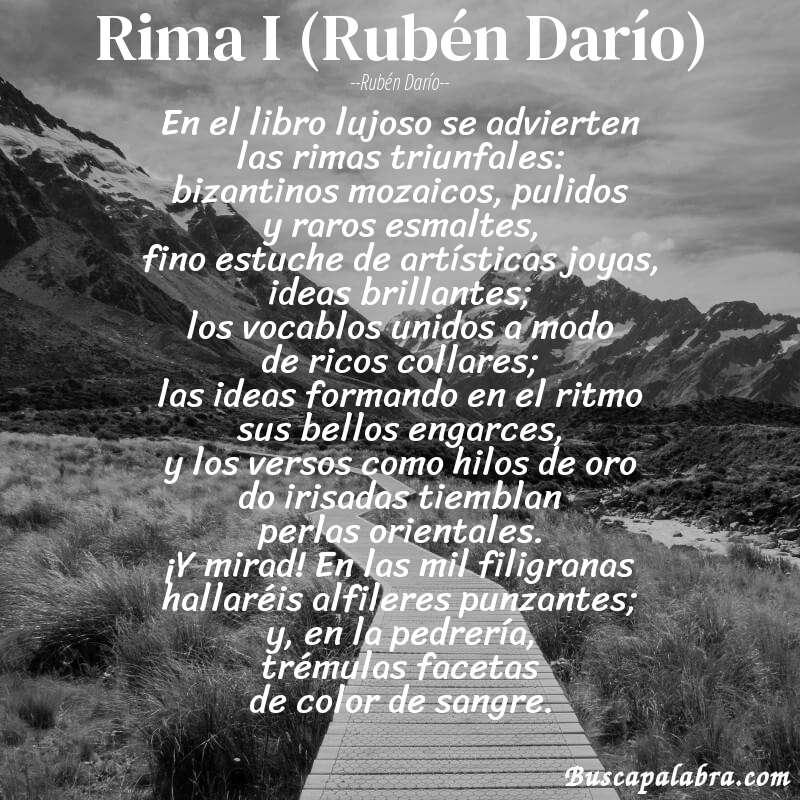 Poema Rima I (Rubén Darío) de Rubén Darío con fondo de paisaje