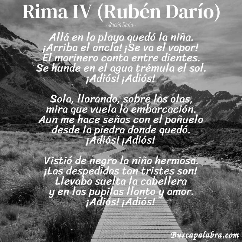 Poema Rima IV (Rubén Darío) de Rubén Darío con fondo de paisaje