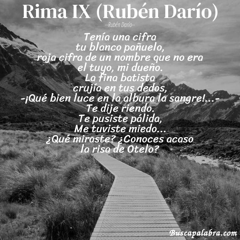 Poema Rima IX (Rubén Darío) de Rubén Darío con fondo de paisaje