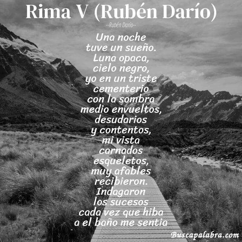 Poema Rima V (Rubén Darío) de Rubén Darío con fondo de paisaje