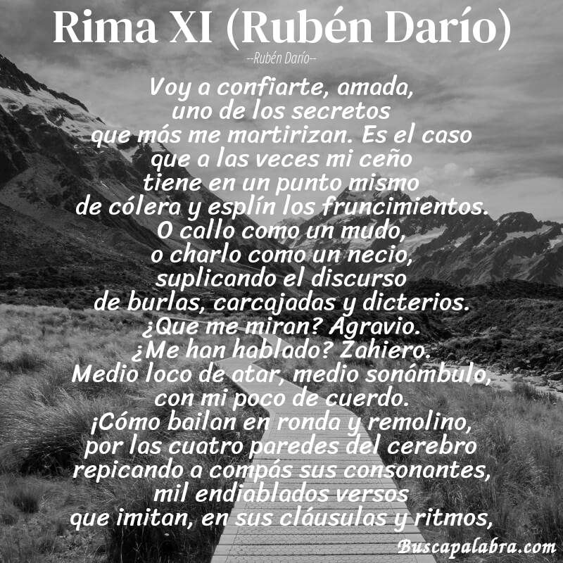Poema Rima XI (Rubén Darío) de Rubén Darío con fondo de paisaje