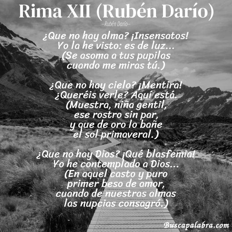 Poema Rima XII (Rubén Darío) de Rubén Darío con fondo de paisaje