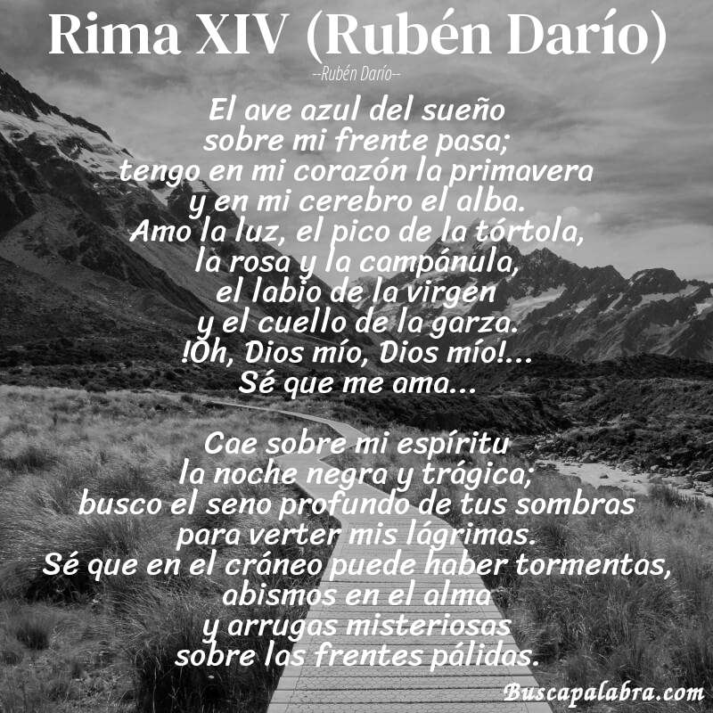Poema Rima XIV (Rubén Darío) de Rubén Darío con fondo de paisaje
