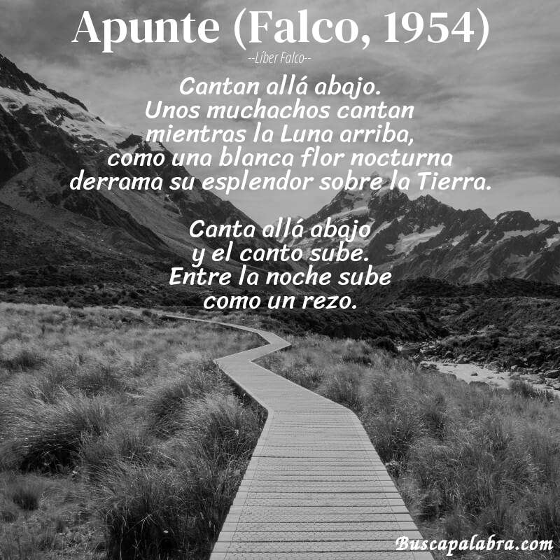 Poema Apunte (Falco, 1954) de Líber Falco con fondo de paisaje