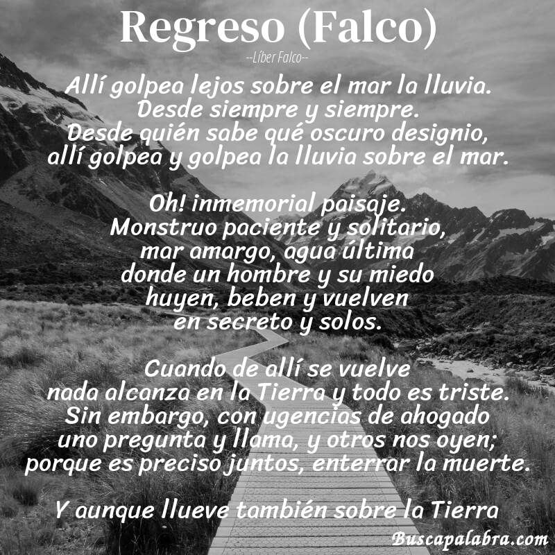 Poema Regreso (Falco) de Líber Falco con fondo de paisaje