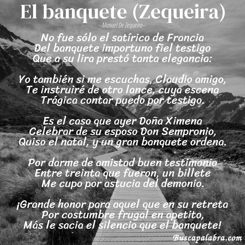 Poema El banquete (Zequeira) de Manuel de Zequeira con fondo de paisaje