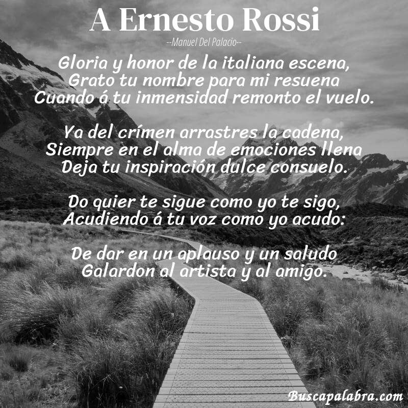 Poema A Ernesto Rossi de Manuel del Palacio con fondo de paisaje
