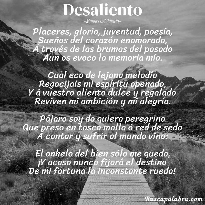 Poema Desaliento de Manuel del Palacio con fondo de paisaje