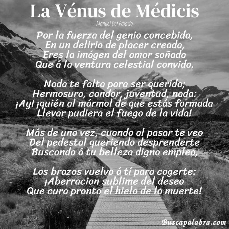 Poema La Vénus de Médicis de Manuel del Palacio con fondo de paisaje