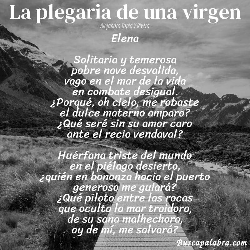 Poema La plegaria de una virgen de Alejandro Tapia y Rivera con fondo de paisaje