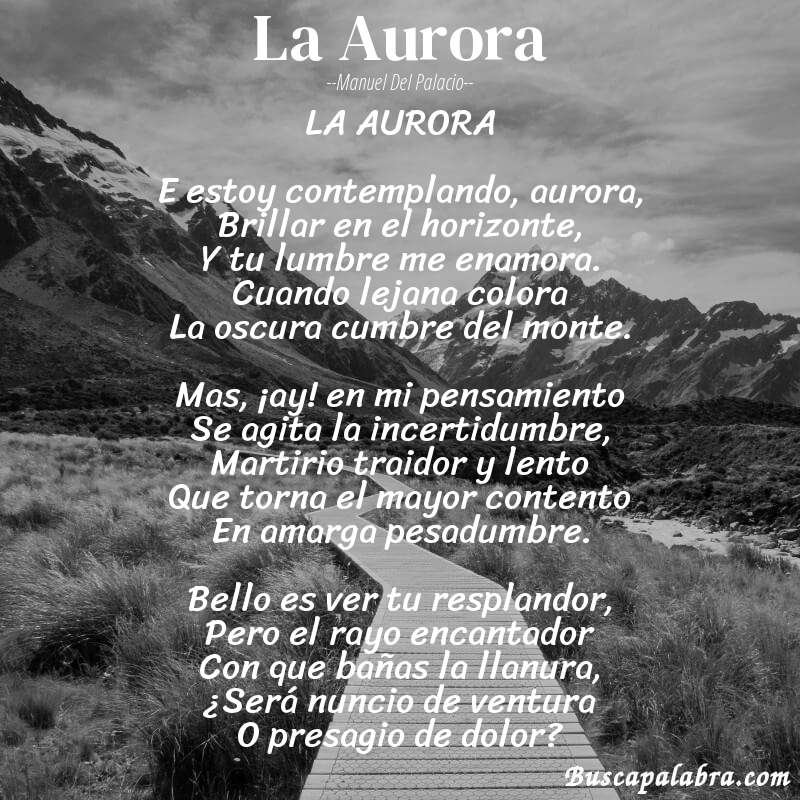 Poema La Aurora de Manuel del Palacio con fondo de paisaje