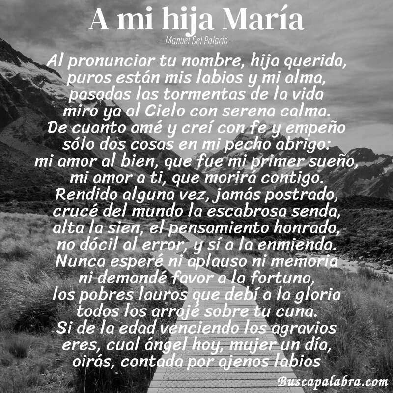 Poema A mi hija María de Manuel del Palacio con fondo de paisaje