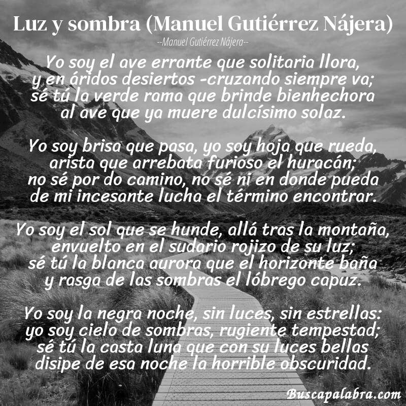 Poema Luz y sombra (Manuel Gutiérrez Nájera) de Manuel Gutiérrez Nájera con fondo de paisaje
