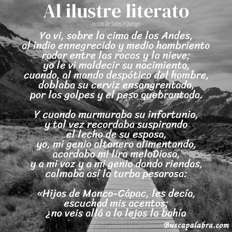 Poema Al ilustre literato de Jacinto de Salas y Quiroga con fondo de paisaje
