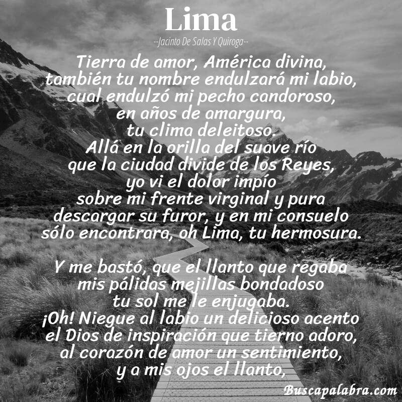 Poema Lima de Jacinto de Salas y Quiroga con fondo de paisaje