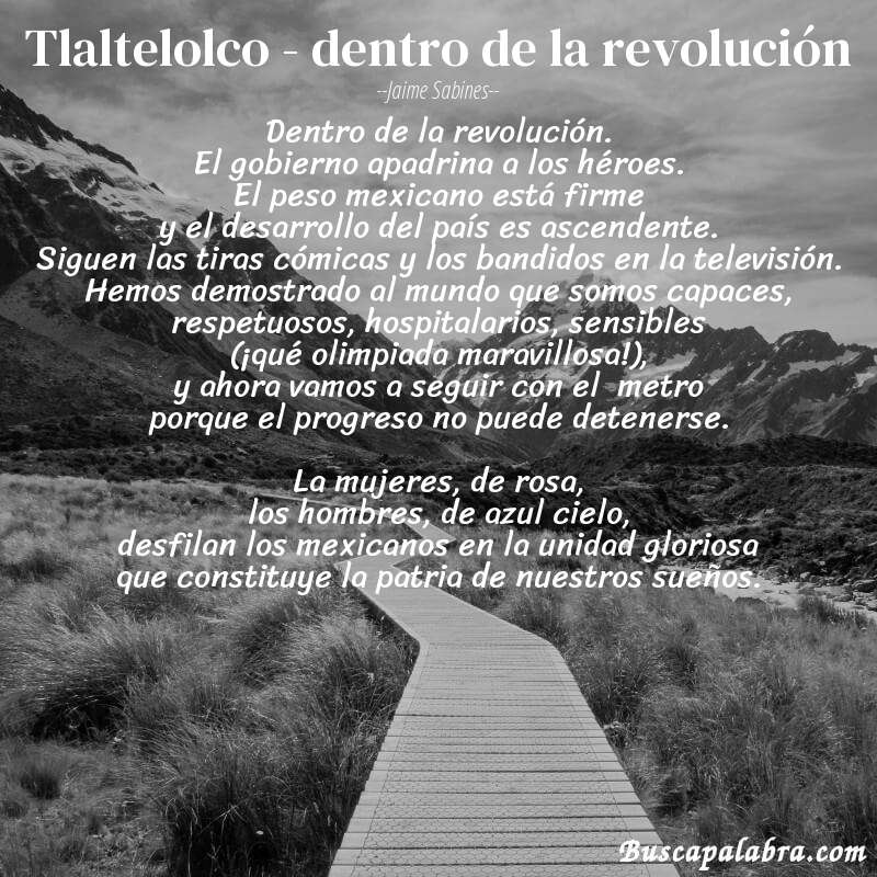 Poema tlaltelolco - dentro de la revolución de Jaime Sabines con fondo de paisaje