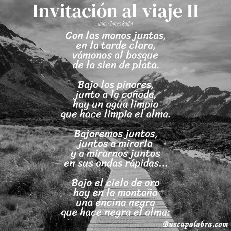 Poema invitación al viaje II de Jaime Torres Bodet con fondo de paisaje
