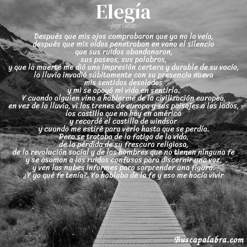 Poema elegía de Jorge Cuesta con fondo de paisaje