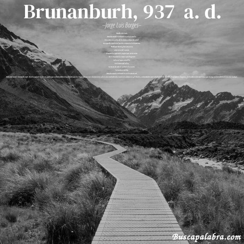 Poema brunanburh, 937  a. d. de Jorge Luis Borges con fondo de paisaje