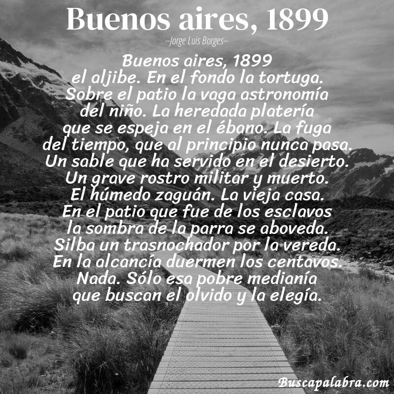 Poema buenos aires, 1899 de Jorge Luis Borges con fondo de paisaje