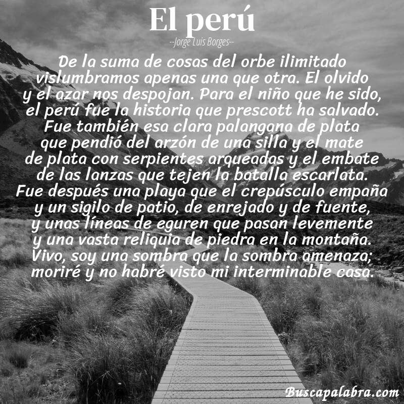 Poema el perú de Jorge Luis Borges con fondo de paisaje