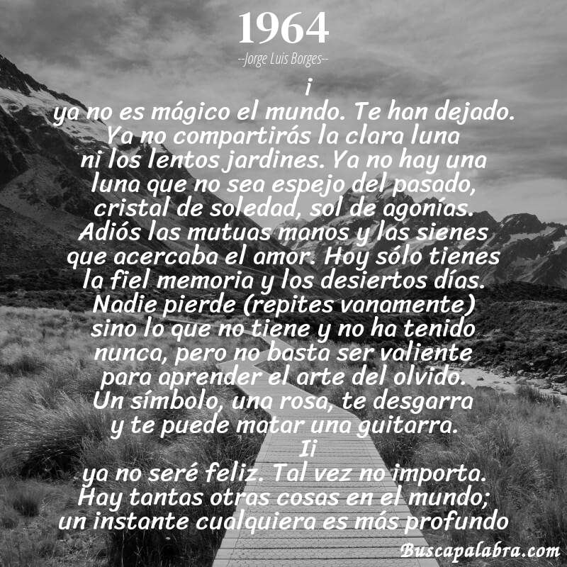 Poema 1964 de Jorge Luis Borges con fondo de paisaje