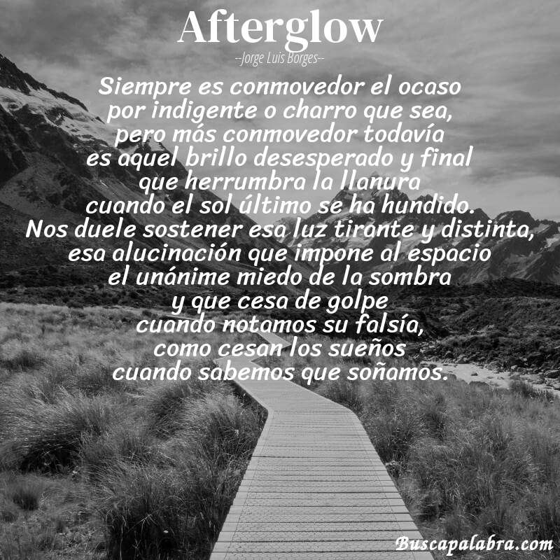 Poema afterglow de Jorge Luis Borges con fondo de paisaje