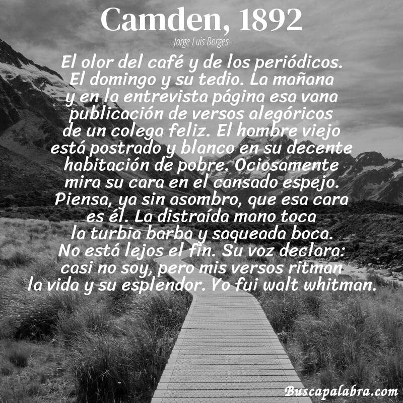 Poema camden, 1892 de Jorge Luis Borges con fondo de paisaje