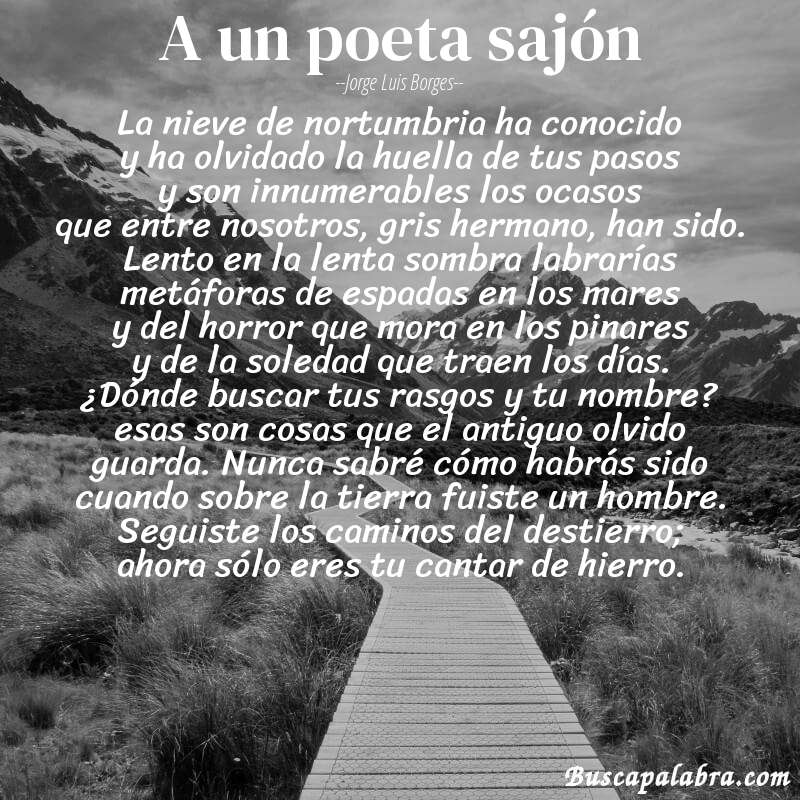Poema a un poeta sajón de Jorge Luis Borges con fondo de paisaje