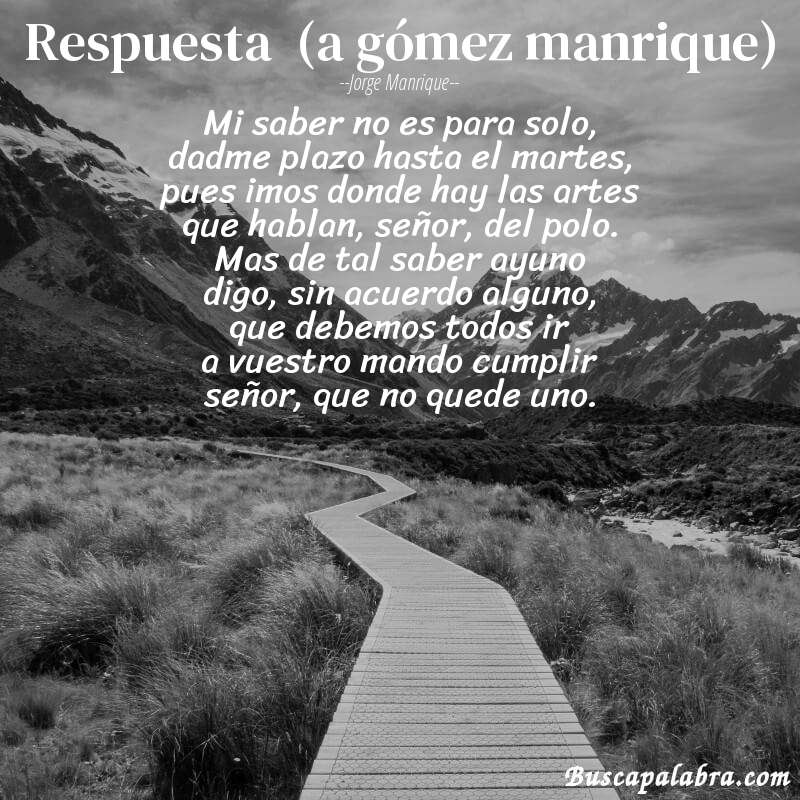 Poema respuesta  (a gómez manrique) de Jorge Manrique con fondo de paisaje