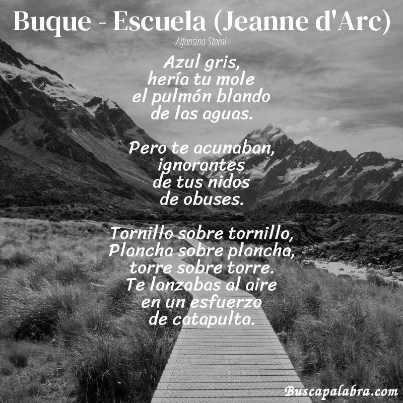 Poema Buque - Escuela (Jeanne d'Arc) de Alfonsina Storni con fondo de paisaje