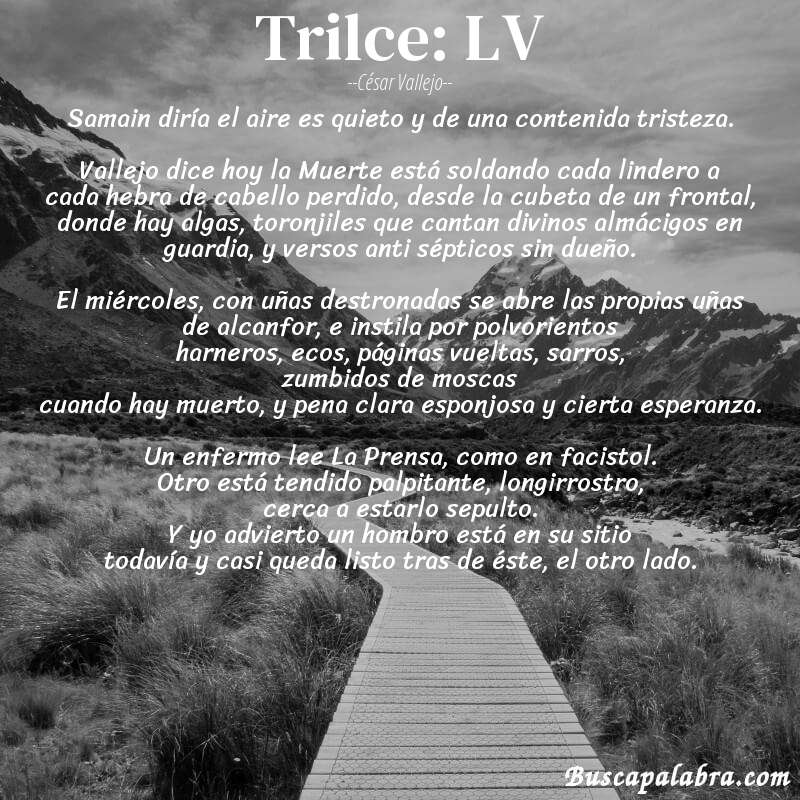 Poema Trilce: LV de César Vallejo con fondo de paisaje
