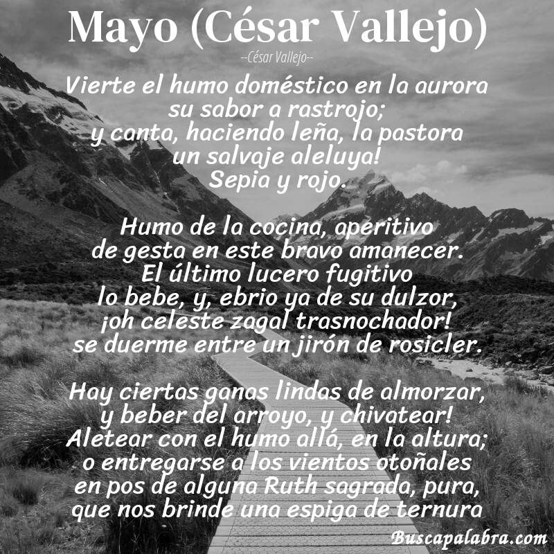 Poema Mayo (César Vallejo) de César Vallejo con fondo de paisaje