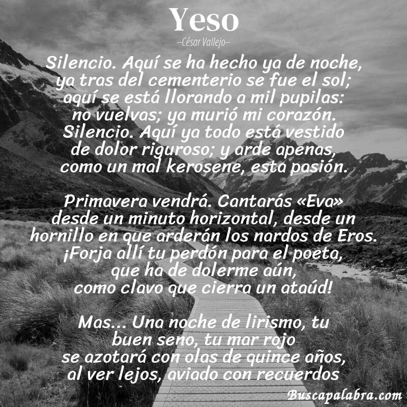 Poema Yeso de César Vallejo con fondo de paisaje