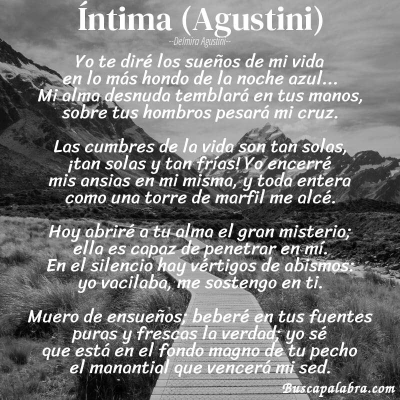 Poema Íntima (Agustini) de Delmira Agustini con fondo de paisaje