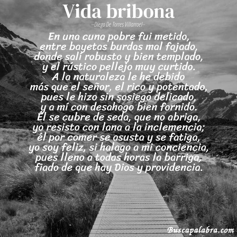 Poema vida bribona de Diego de Torres Villarroel con fondo de paisaje