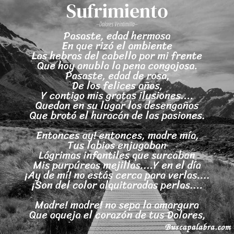 Poema Sufrimiento de Dolores Veintimilla con fondo de paisaje