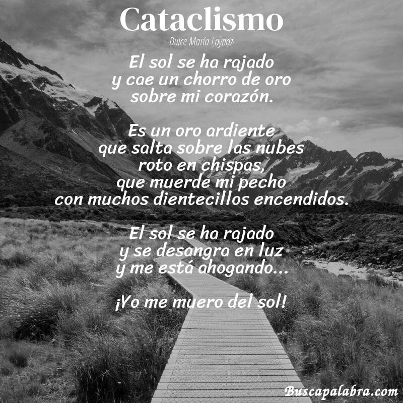 Poema cataclismo de Dulce María Loynaz con fondo de paisaje