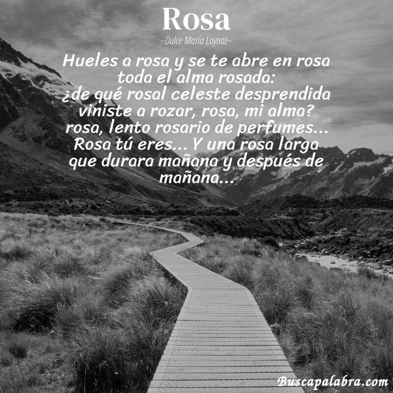 Poema rosa de Dulce María Loynaz con fondo de paisaje