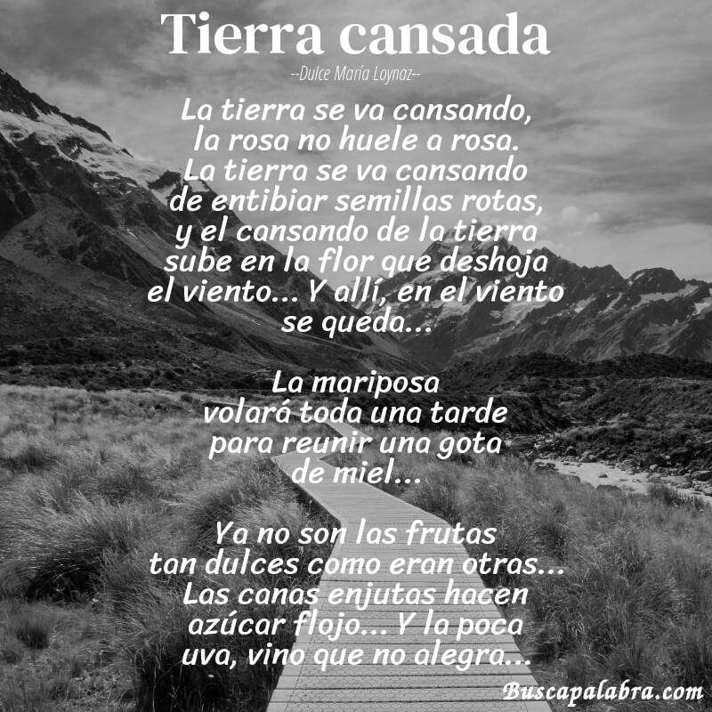 Poema tierra cansada de Dulce María Loynaz con fondo de paisaje