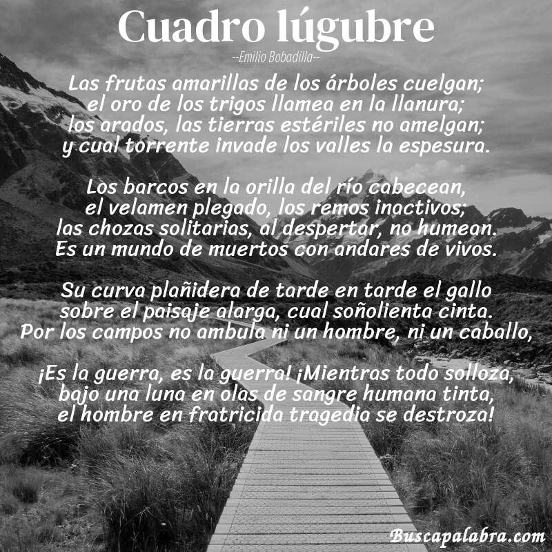 Poema Cuadro lúgubre de Emilio Bobadilla con fondo de paisaje