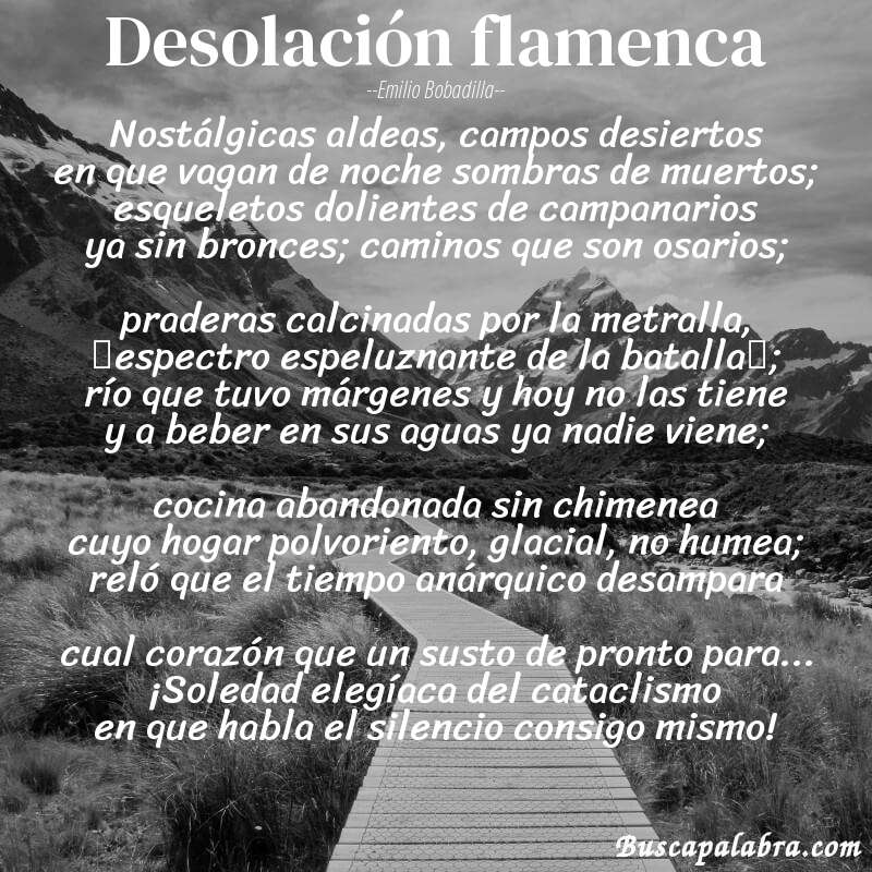 Poema Desolación flamenca de Emilio Bobadilla con fondo de paisaje