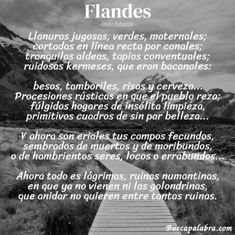 Poema Flandes de Emilio Bobadilla con fondo de paisaje