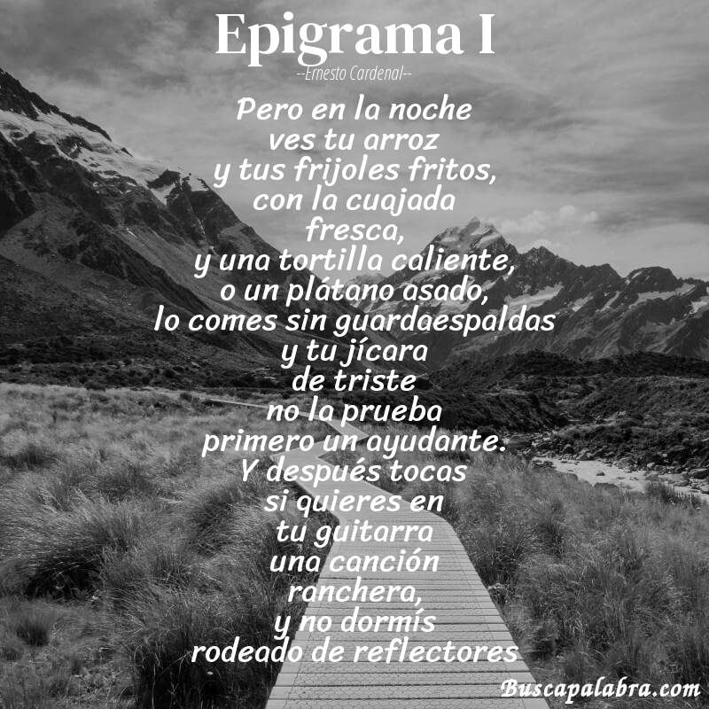 Poema epigrama I de Ernesto Cardenal con fondo de paisaje