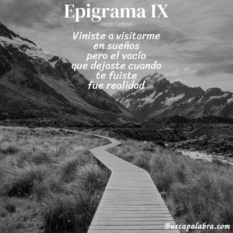 Poema epigrama IX de Ernesto Cardenal con fondo de paisaje